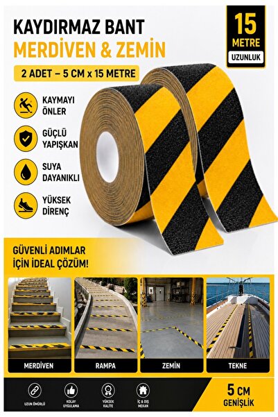 Artlantis Bandă antiderapantă pentru scări Galben Negru 50mm 2 bucăți Bandă d...