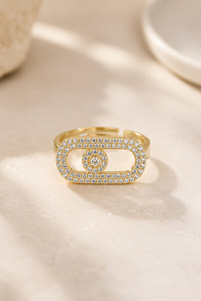 Alexis Carrel Zoe Oval Full Zircon Stone Modern Design Adjustable Gold Ring