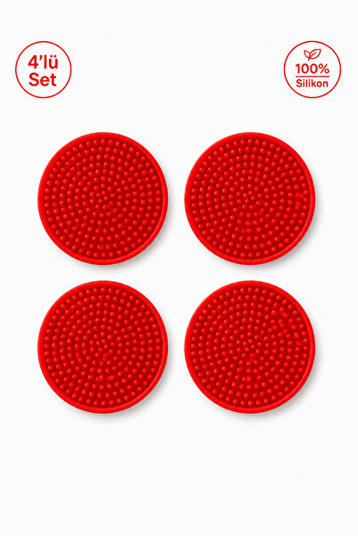 Siliconly 4 Pieces of Silicone Coasters, Coasters, 100% Silicone Coasters Red