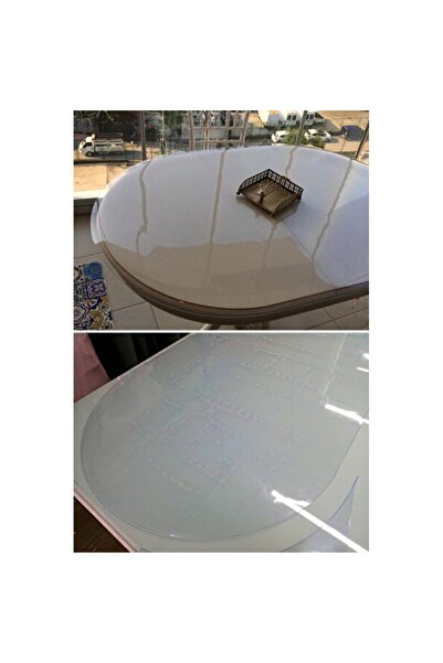 Empressco Şeffaf PVC Oval Masa Örtüsü, Kaymaz, 2,6 mm Kalınlık, Koruyucu, Düz...