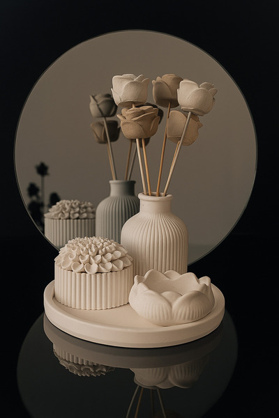 Gizem Design Products Yuvarlak Mini Dekoratif Set (Gül Kurusu)