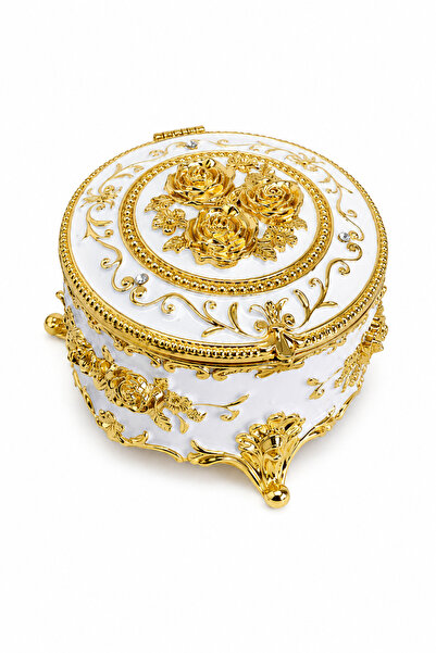 taru pasaj Round Colorful Gold Embroidered Jewelry Box