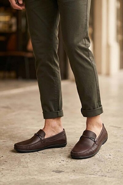 Ayakkabı Fuarı Elit Asogz488C Men's Genuine Leather Casual Shoes Brown