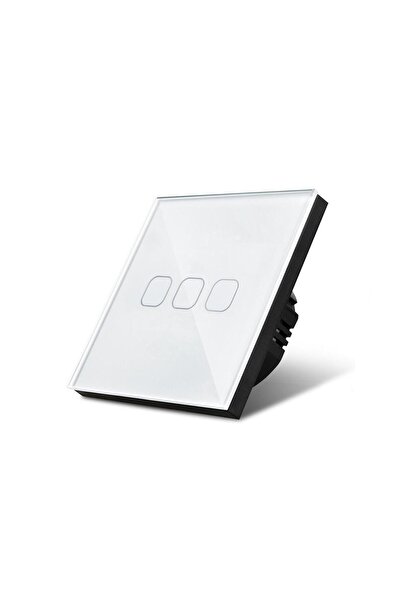 oddity Üçlü Dokunmatik Işık Anahtarı Beyaz Cam Panel Nötrsüz 1 Way 3 Kanal SK...