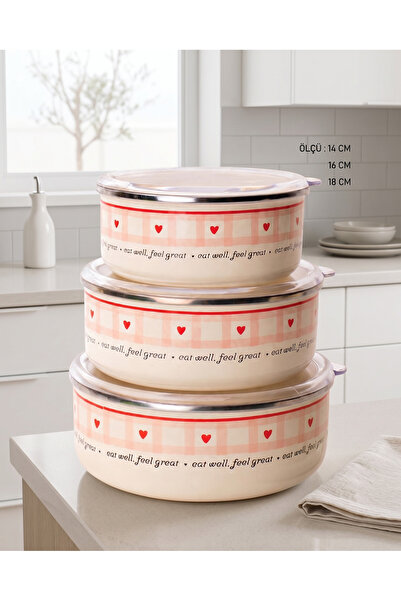 WOOF HOME Set of 3 Leak-Proof Enamel Storage Containers with Vacuum Lids - 14...