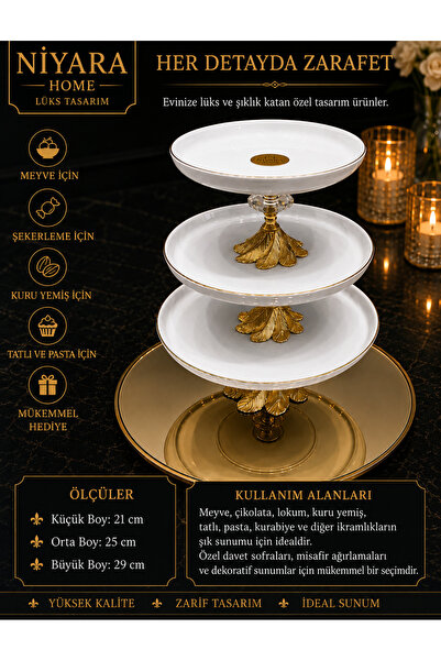 Niyara home 3-Piece Porcelain Set Sizes Small Size: 21 cm * Medium Size: 25 c...