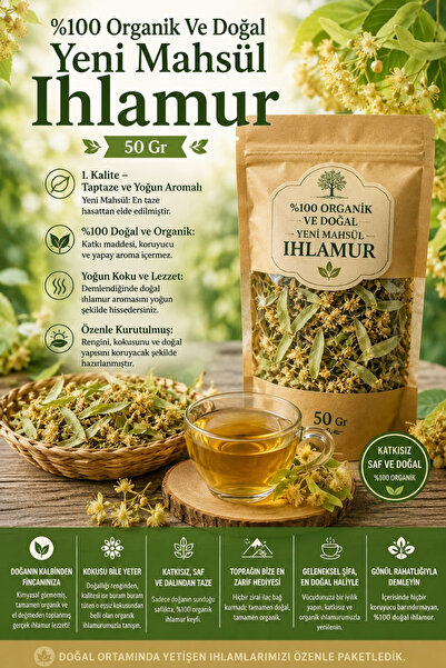 AKTAR DÜNYAM %100 Doğal Ve Organik Yeni Mahsül Ihlamur 50 Gr