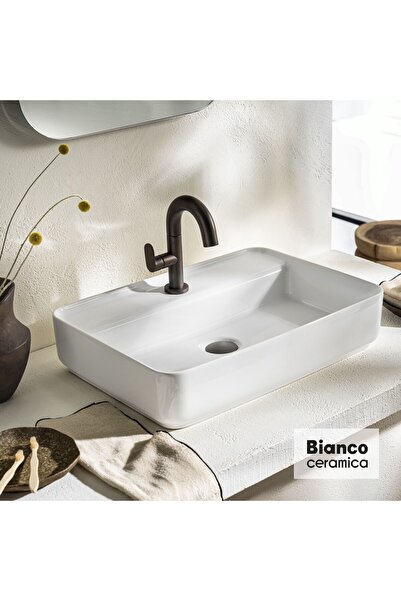 BIANCO CERAMICA Crest Eπιτραπέζιος Πορσελάνινος Νιπτήρας 55x40εκ Λευκό Γυαλισ...