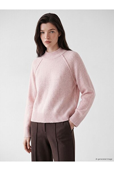 LC Waikiki Lcw Comfort Pink High Collar Women's Knitwear Sweater