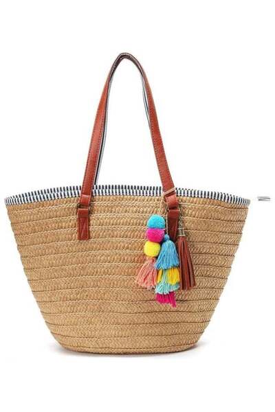 Generic Women's Straw Beach Bag Satchel Bag, Ladies Large Capacity Resort Tot...
