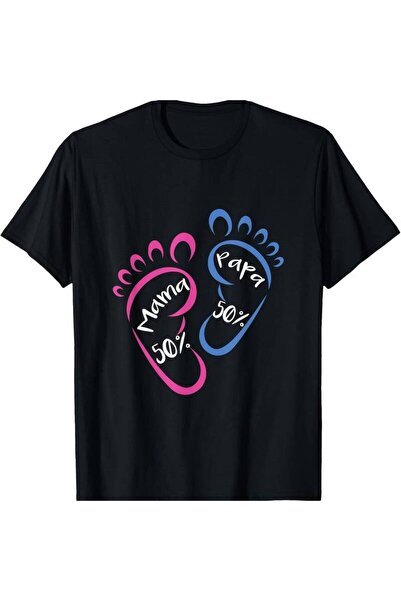 STITCHLY Mama Papa Percent Baby Feet Pregnant Maternity Child Birth Tee Paren...