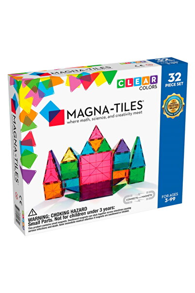 Magna Tiles Set de piese magnetice Magna-Tiles Clear Colors, 32 piese
