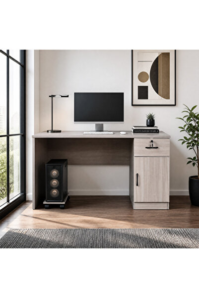 Rahaty Store Wooden desk with modern cabinet 140 cm