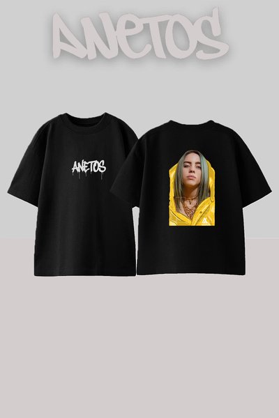 Anetos Billie Eilish_113 Dizajn Štampana Unisex Oversize Crna Majica