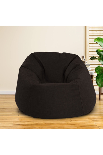 In House Solly Linen Bean Bag Chair - Small - Dark Brown