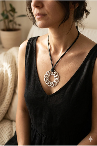 ZGNOVA Handmade Cast Pendant with Leather Cord and Special Design Necklace