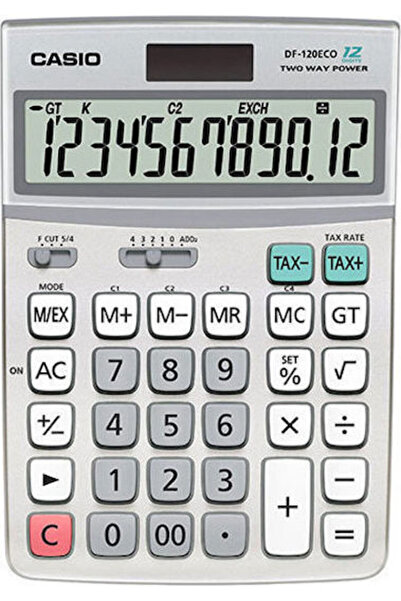 Casio Calculator cu 12 cifre, de culoare albă, 1 bucată, Cod: DF-120ECO