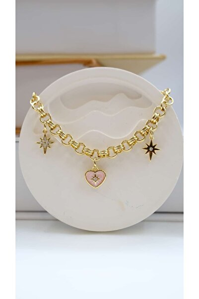 Jerie North Star and Heart Charm Detail Design Bracelet