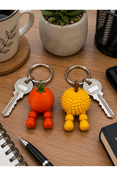 ARPAT NEXT 2 Piece Bag Charm and Keychain. Orange - Durian Fruit.