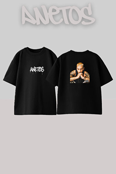 Anetos Eminem_56 Design Printed Unisex Oversize Black Tshirt