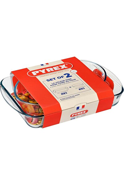 Pyrex 2-piece Roasting Set (Oval: 30 x 21 cm and Rectangular: 35 x 23 cm)