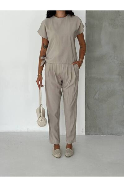 HepsitrentStore Beige Color Two-Piece Casual Set