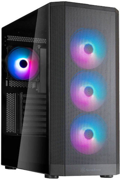 SilverStone Carcasă PC Fara 514X Gaming Midi Tower cu fereastră laterală, Negru
