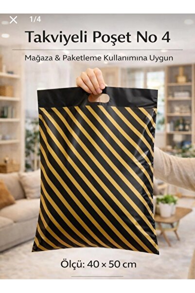 MTA Takviyeli Poşet 4 no 40×50 100 Adet Diagonel Çizgili Siyah