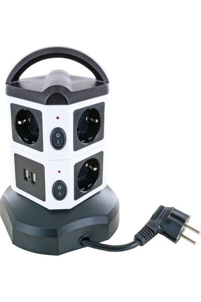 Schwaiger Prelungitor cu 7 prize, cu USB-A și cablu de 1.8m, Cod: STDT2718