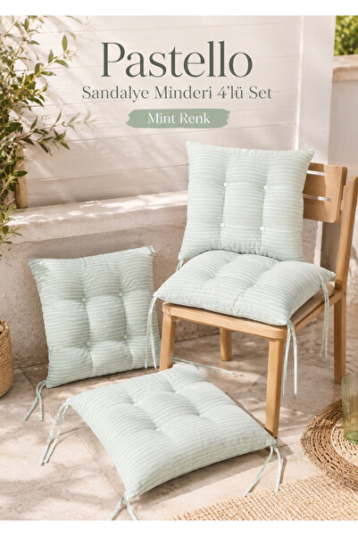 UYKUPEREST Pastello 4-Piece Chair Cushion 40X40 Lace-Up Puffy Silicone Filled...