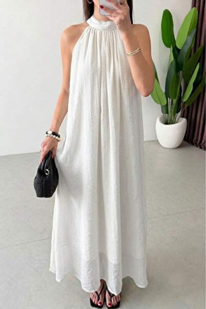 Lovely butik Φόρεμα με λαιμόκοψη halter, χαλαρό, μποέμ, μάξι - Σιφόν με τσαλα...