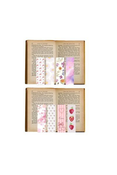 Seçkin Trend 8'li Kitap Ayracı Seti-3, 4x14cm, Su ve Neme Karşı Laminasyon Kaplama.