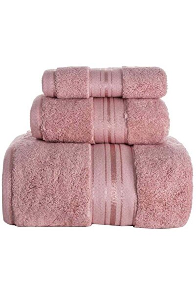 Arabest 3Pcs Cotton Towel Set,600gsm Combed Fabric,Soft Absorbent Pink