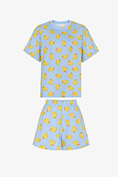 Penti Mavi Cutene Şort Pijama Takımı