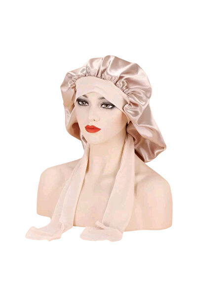 OEM Boneta din satin, pentru par cret, anti frizz, crem, marime universala