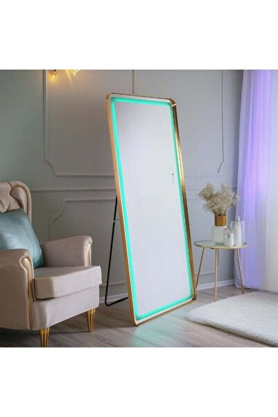 Danube Home Oakleaf Floor Mirror with RGB LED Lights, Bluetooth Speaker & Tou...