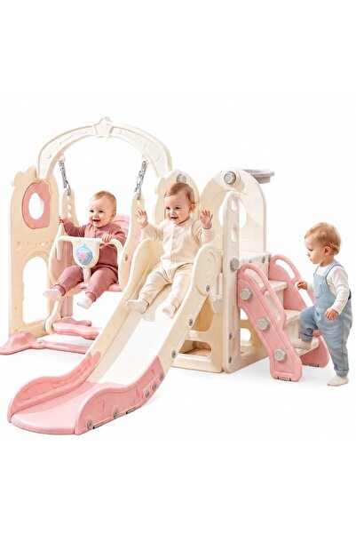 Nichiduta Garden Spatiu de joaca pentru copii 3in1 Pink, cu platforma, toboga...