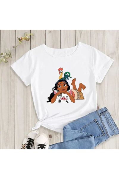 SVART WEAR Moana Baskılı Bisiklet Yaka %100 Pamuk ı Kısa Kollu Çocuk Ve Genç ...
