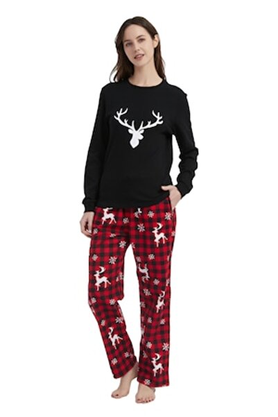 Global Set Pijama Dama, Global, Bluza Tricot, Pantalon Finet, Maneca lunga, P...