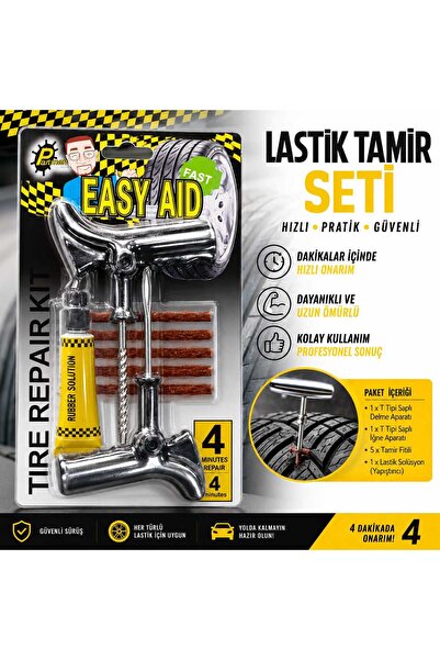 EASY AİD Lastik Tamir Seti Tubeless Mantar Fitil Tamir Kiti Motosiklet Otomob...