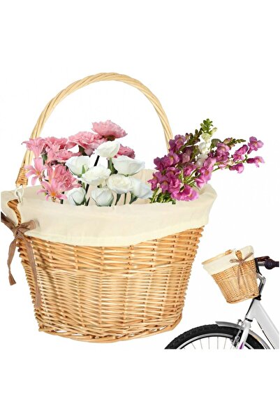 Ikonka Cos pentru bicicleta, Ikonka, impletit din rachita, prevazut cu maner ...