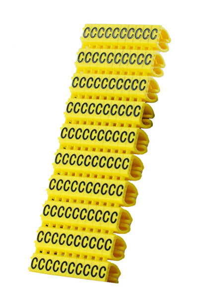 POWERTECH Clip αρίθμησης καλωδίου γράμμα C, Yellow, 10τεμ.