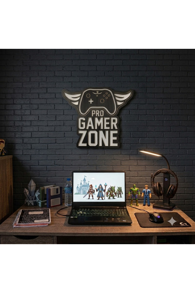 Runc Design Pro Gamer Zone Ahşap Duvar Dekoru - Oyuncu Odası Tasarım Tablo - ...