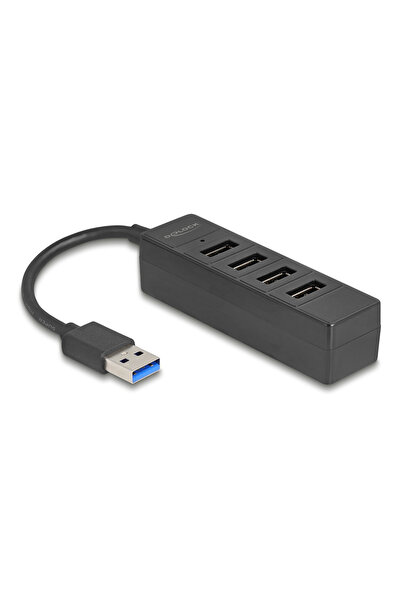 DELOCK USB hub 64350, 4x θυρών, USB 3.0, 5Gbps, USB σύνδεση, μαύρος