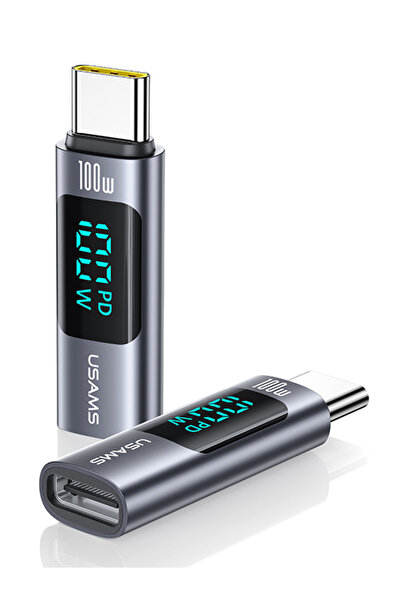 Usams αντάπτορας USB-C US-SJ682 με οθόνη, 100W, γκρι