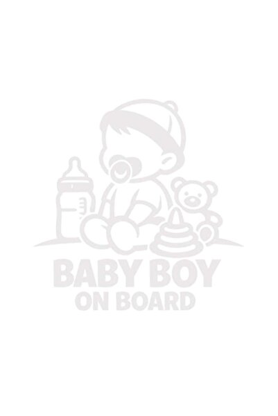 OEM Autocolant decorativ auto  "BEBE BĂIEȚE LA BORD ", M5, 10cm, Alb