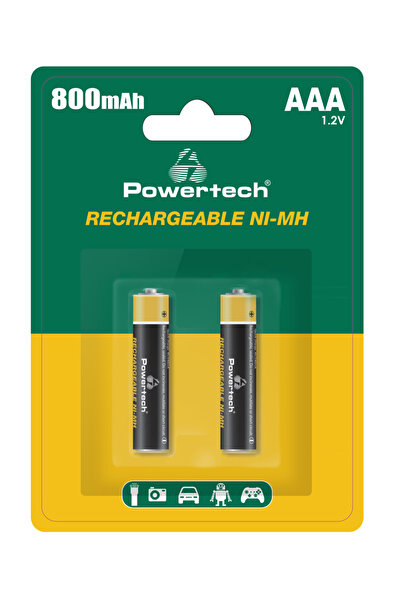 POWERTECH επαναφορτιζόμενες μπαταρίες NI-MH PT-1403, AAA, 800mah, 1.2V, 2τμχ