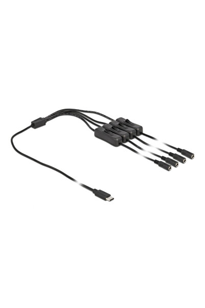 DELOCK καλώδιο USB Type-C σε 4x DC 5.5 x 2.1mm 86802, 1m, μαύρο