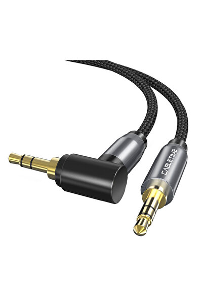 Cabletime καλώδιο ήχου 3.5mm CT-P11RGN, γωνιακό, AUX, 1.8m, μαύρο