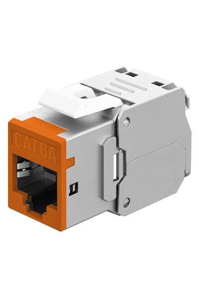 goobay Keystone module RJ45 77947, CAT 6A STP, slim, toolfree, ασημί/πορτοκαλί
